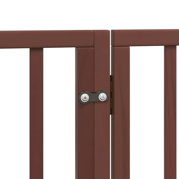vidaXL hundegitter med dør foldbar 6 paneler brun 300 cm poppeltræ