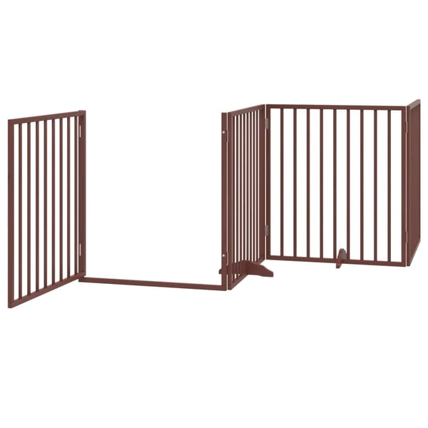vidaXL hundegitter med dør foldbar 4 paneler brun 320 cm poppeltræ