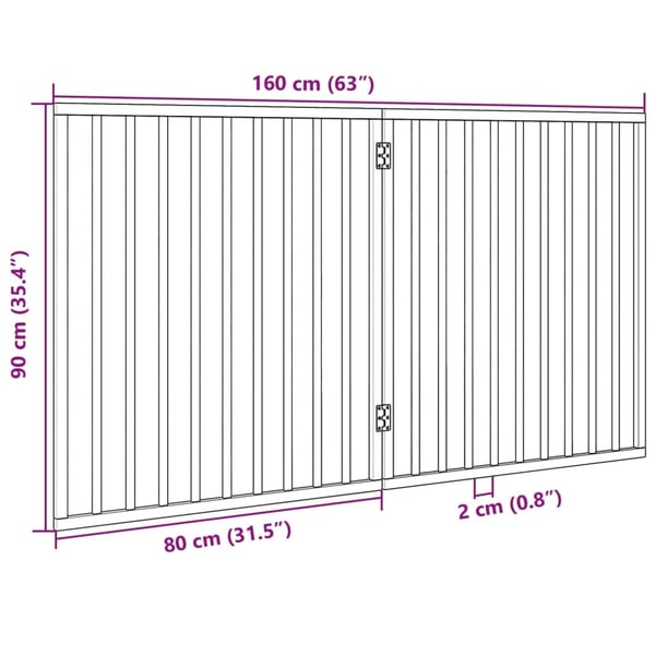 vidaXL Hundeport sammenleggbar 2 paneler brun 160 cm poppeltre