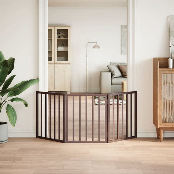 vidaXL Hundeport sammenleggbar 3 paneler brun 150 cm poppeltre