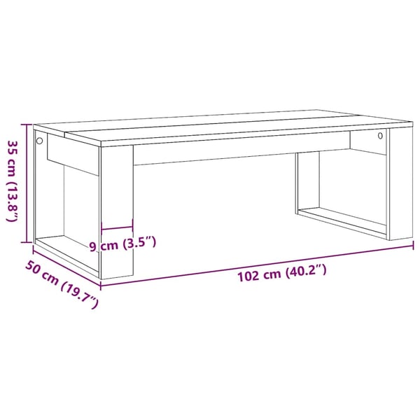 vidaXL Salongbord artisan eik 102x50x35 cm konstruert tre