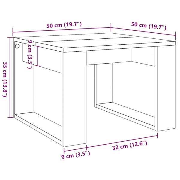 vidaXL Sidebord artisan eik 50x50x35 cm konstruert tre