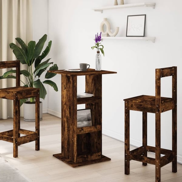 vidaXL Barbord med oppbevaring røkt eik 60x60x102 cm konstruert tre