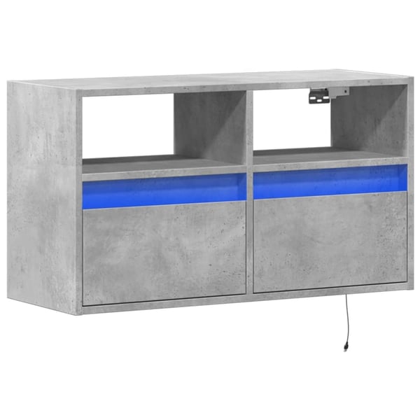 vidaXL TV-seinäkaappi LED-valoilla betoninharmaa 80x31x45 cm