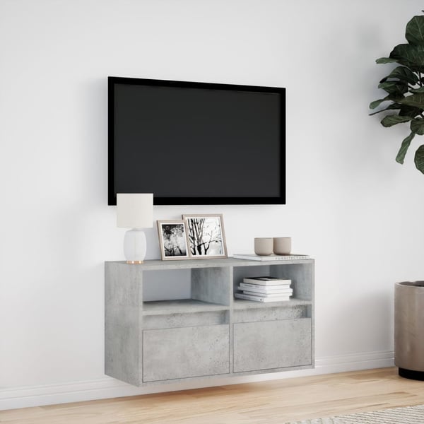 vidaXL TV-seinäkaappi LED-valoilla betoninharmaa 80x31x45 cm