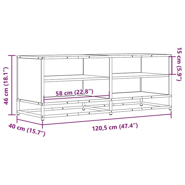 vidaXL TV-benk røkt eik 120,5x40x46 cm konstruert tre og metall