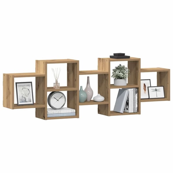 vidaXL Vegghylle artisan eik 129x18x42 cm konstruert tre