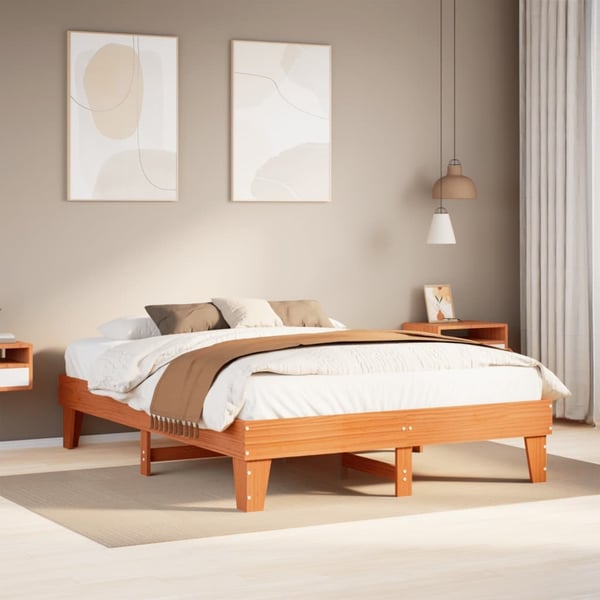 vidaXL Sengeramme uten madrass brun 150x200 cm heltre furu