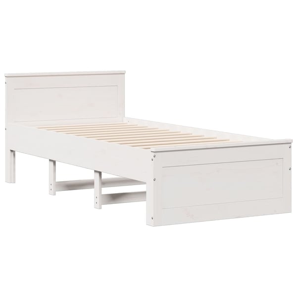 vidaXL Seng med bokhylle uten madrass hvit 90x190 cm heltre furu