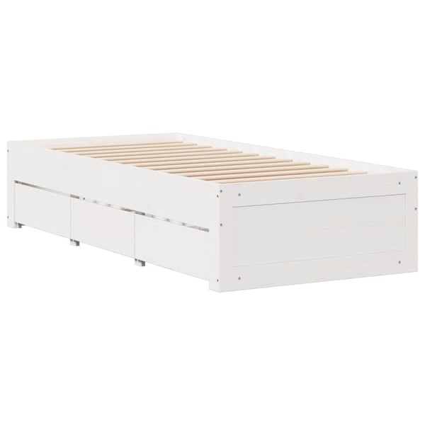 vidaXL Seng med bokhylle uten madrass hvit 90x200 cm heltre furu