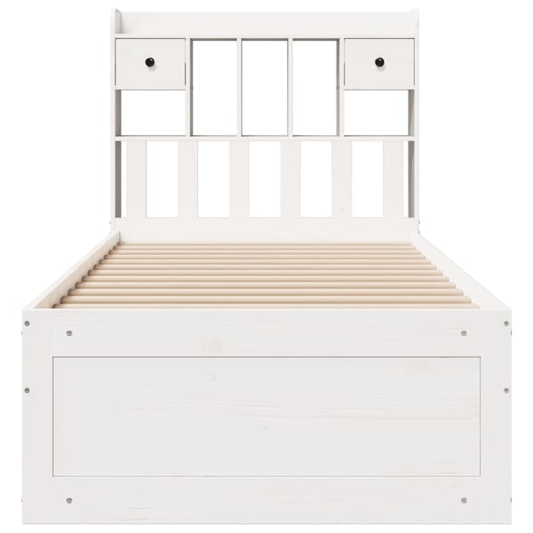 vidaXL Seng med bokhylle uten madrass hvit 90x200 cm heltre furu