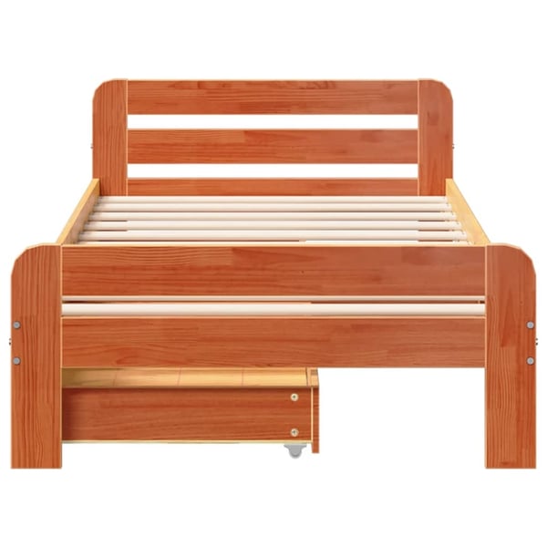 vidaXL Sengeramme uten madrass voksbrun 75x190 cm heltre furu