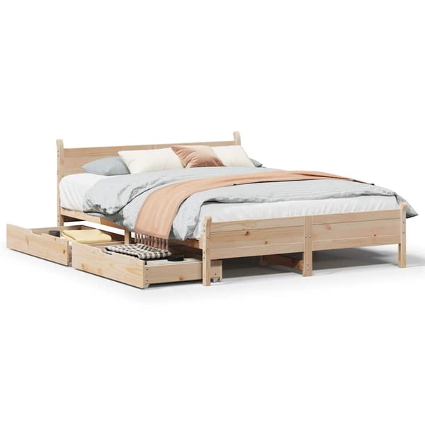 vidaXL Sengeramme uten madrass hvit 135x190 cm heltre furu