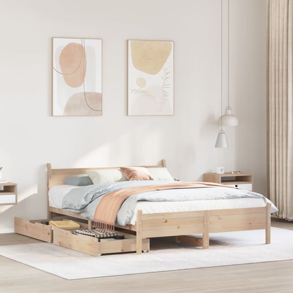 vidaXL Sengeramme uten madrass 140x190 cm heltre furu