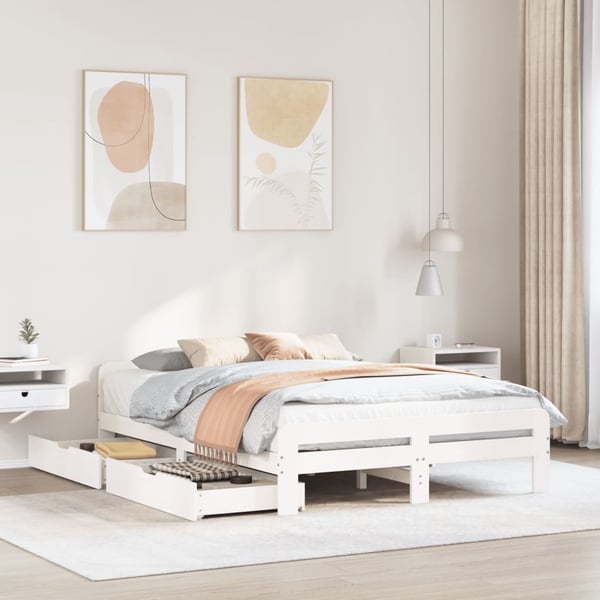 vidaXL Sengeramme uten madrass hvit 140x190 cm heltre furu