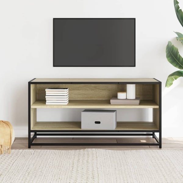 vidaXL TV-benk sonoma eik 91x40x46 cm konstruert tre og metall