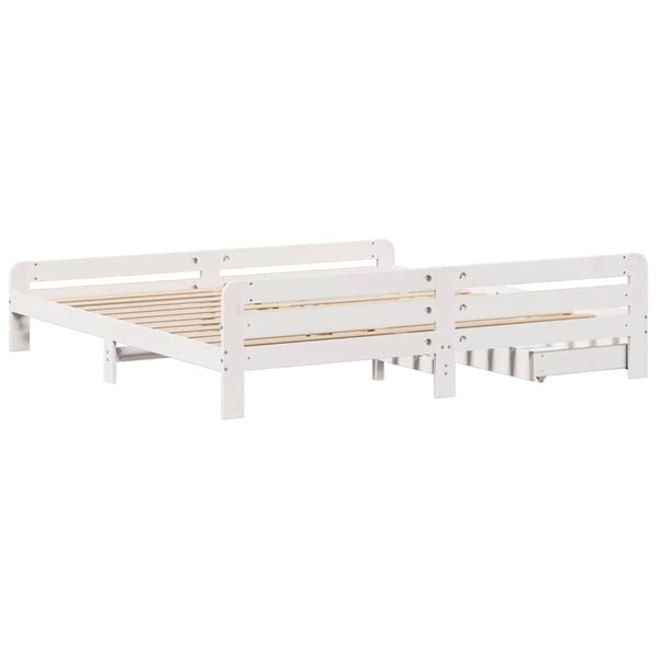vidaXL Sengeramme med madrass hvit 200x200 cm heltre furu