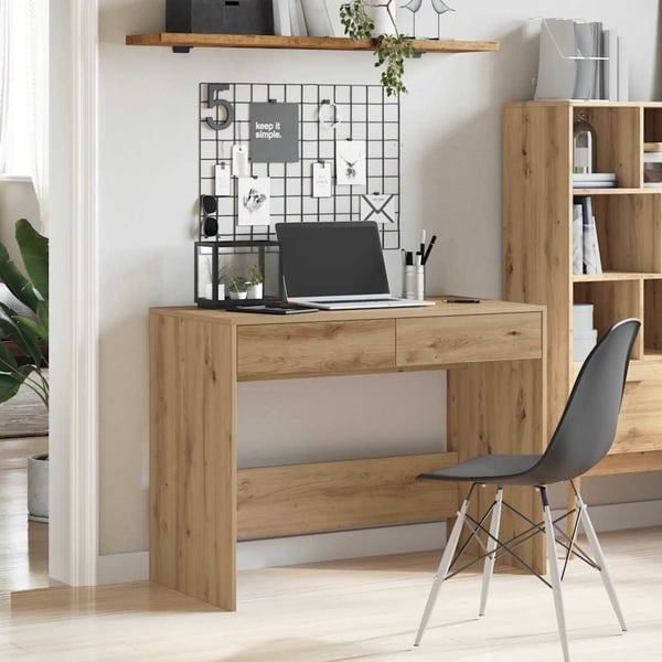 vidaXL Skrivebord artisan eik 101x50x76,5 cm konstruert tre