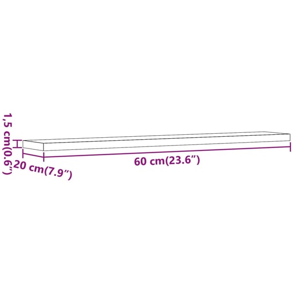 vidaXL Vegghyller 4 stk gammelt tre 60x20x1,5 cm konstruert tre
