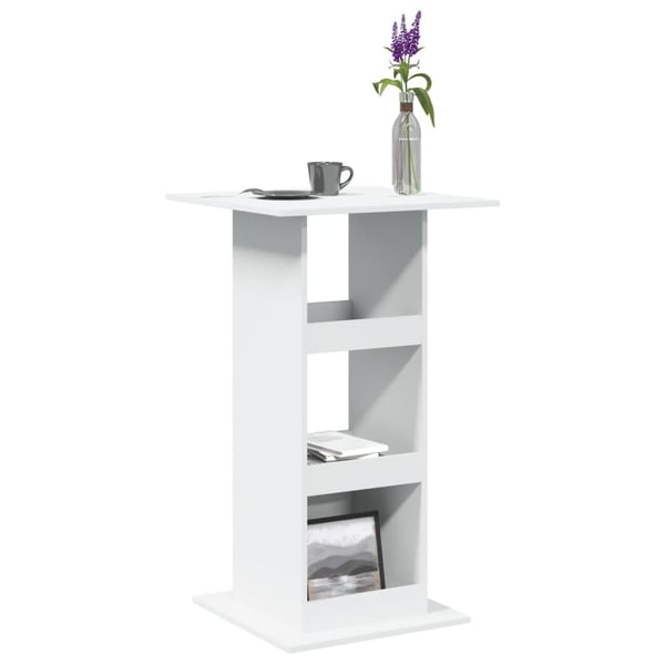 vidaXL Barbord med oppbevaringsstativ hvit 60x60x102 cm konstruert tre