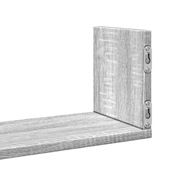 vidaXL Vegghyller 3 stk grå sonoma 80x18x18 cm konstruert tre