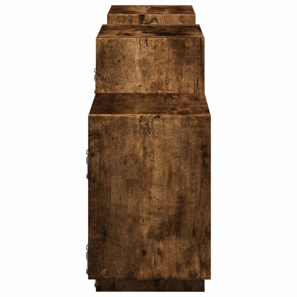 vidaXL Vegghylle røkt eik 129x18x42 cm konstruert tre