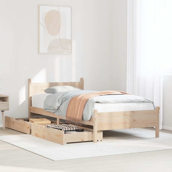 vidaXL Sängynrunko ilman patjaa 75x190 cm täysi mänty