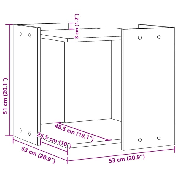 vidaXL Skap til kattetoalett hvit 53x53x51 cm konstruert tre