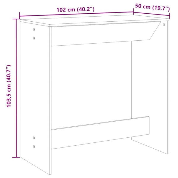 vidaXL Barbord røkt eik 102x50x103,5 cm konstruert tre