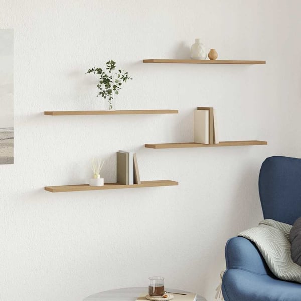 vidaXL Vegghyller 4 stk artisan eik 60x20x1,5 cm konstruert tre