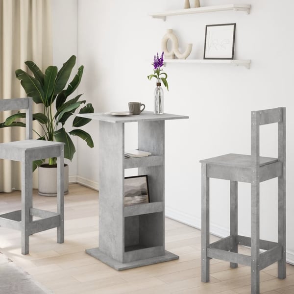 vidaXL Barbord med oppbevaring betonggrå 60x60x102 cm konstruert tre