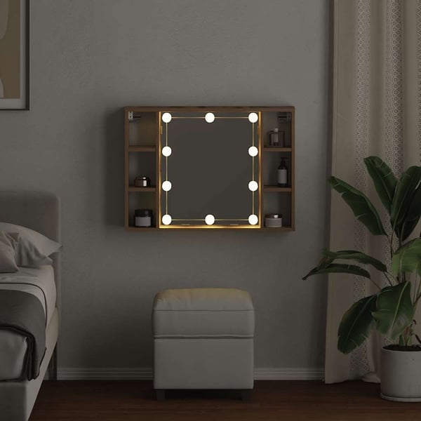 vidaXL Sminkebord med LED artisan eik 76x15x55 cm konstruert tre