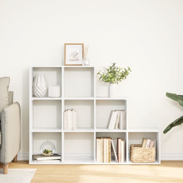 vidaXL Bokhylle 3 etasjer hvit 137,5x29x103,5 cm konstruert tre