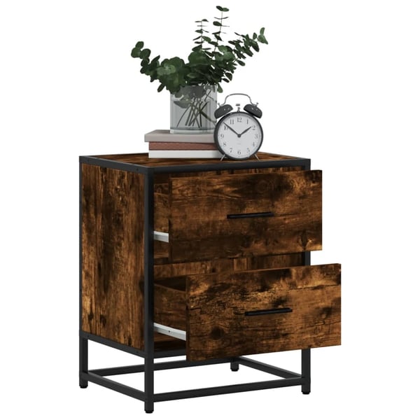vidaXL Nattbord 2 stk røkt eik 40x31x50 cm konstruert tre