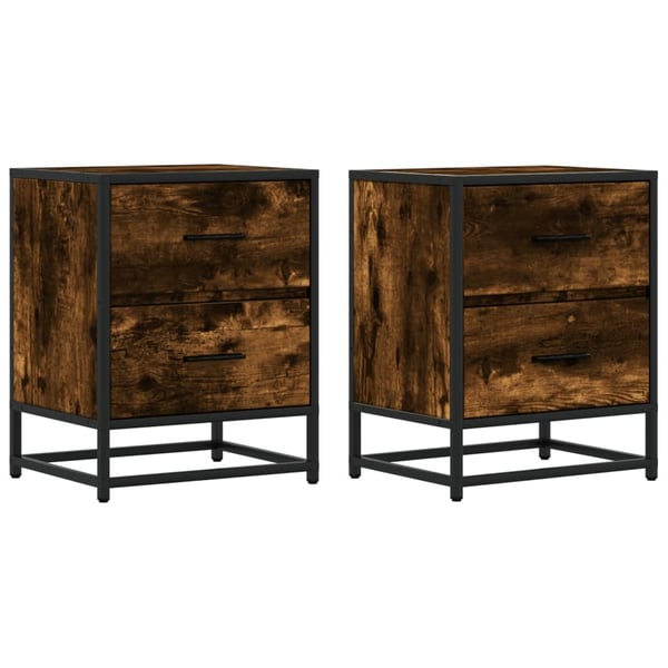 vidaXL Nattbord 2 stk røkt eik 40x31x50 cm konstruert tre