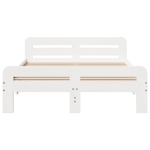 vidaXL Sengeramme med madrass hvit 200x200 cm heltre furu