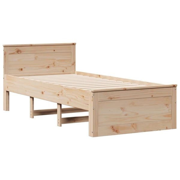 vidaXL Seng med bokhylle uten madrass 90x190 cm heltre furu