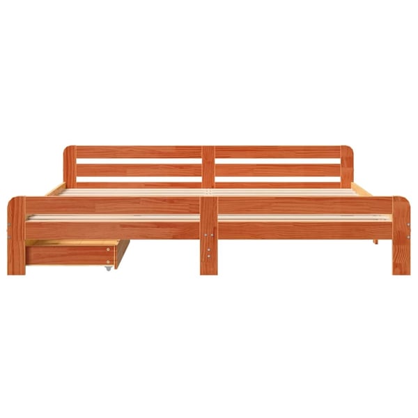 vidaXL Sengeramme uten madrass voksbrun 180x200 cm heltre furu