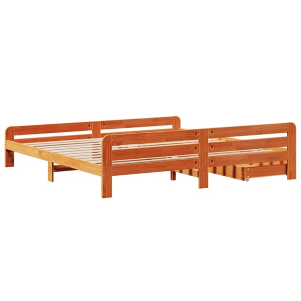 vidaXL Sengeramme uten madrass voksbrun 200x200 cm heltre furu