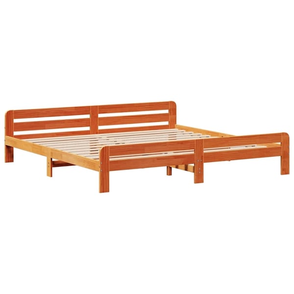 vidaXL Sengeramme uten madrass voksbrun 200x200 cm heltre furu