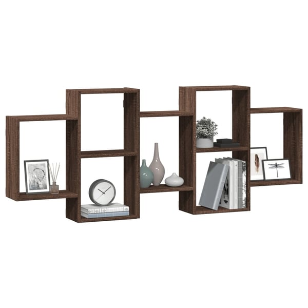 vidaXL Vegghylle brun eik 159x18x65 cm konstruert tre