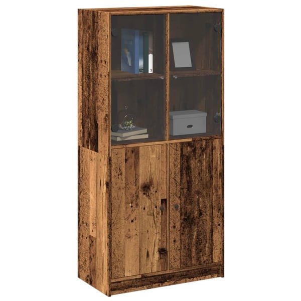 vidaXL Highboard med dører gammelt tre 68x37x142 cm konstruert tre