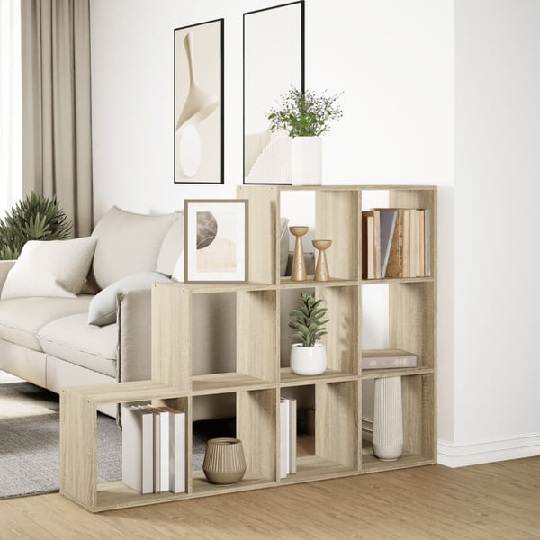 vidaXL Bokhylle 3 etasjer sonoma eik 137,5x29x103,5 cm konstruert tre