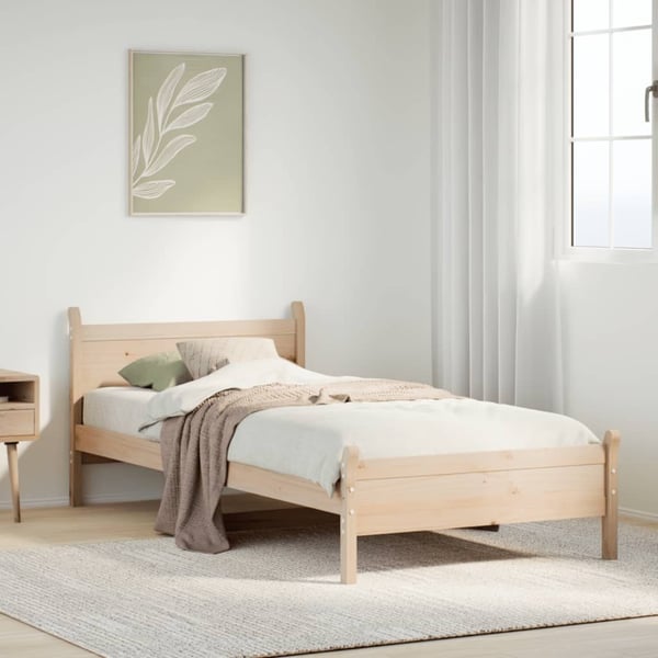 vidaXL Sängynrunko ilman patjaa 75x190 cm täysi mänty