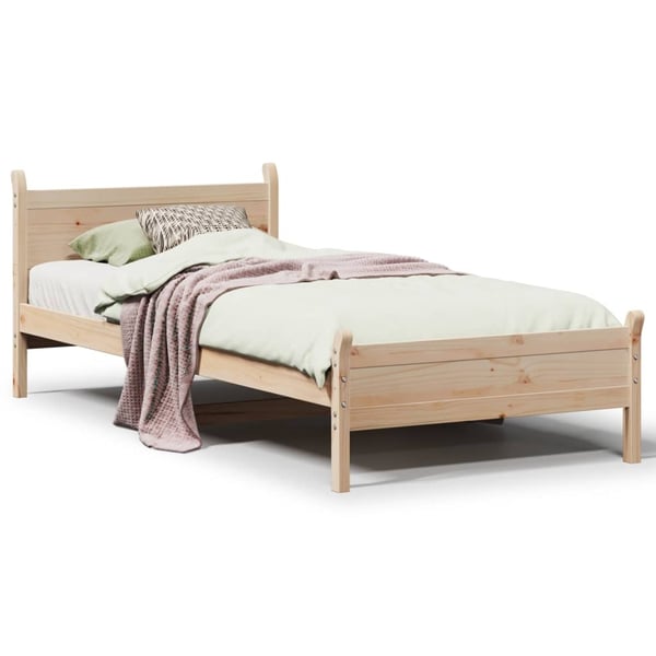 vidaXL Sängynrunko ilman patjaa 75x190 cm täysi mänty
