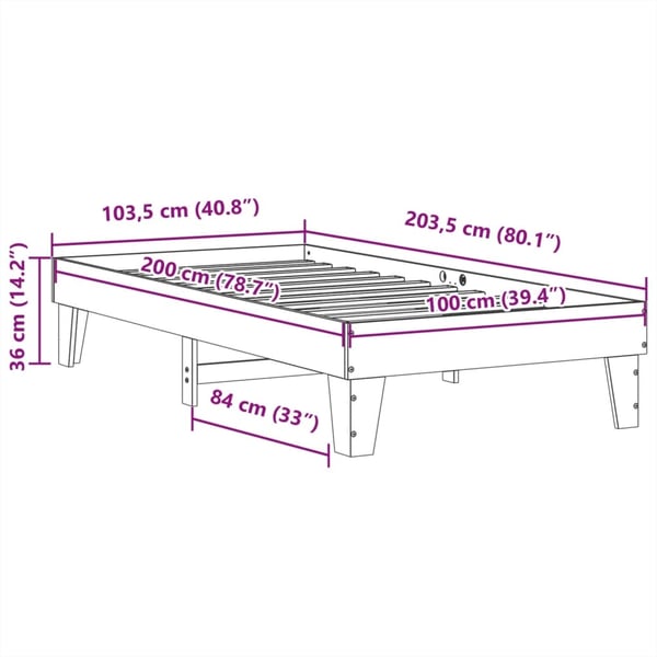 vidaXL Sengeramme uten madrass hvit 100x200 cm heltre furu