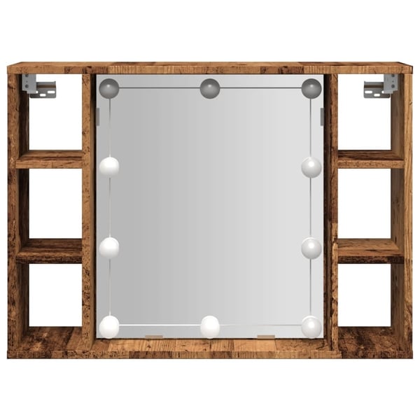 vidaXL Sminkebord med LED gammelt tre 76x15x55 cm konstruert tre