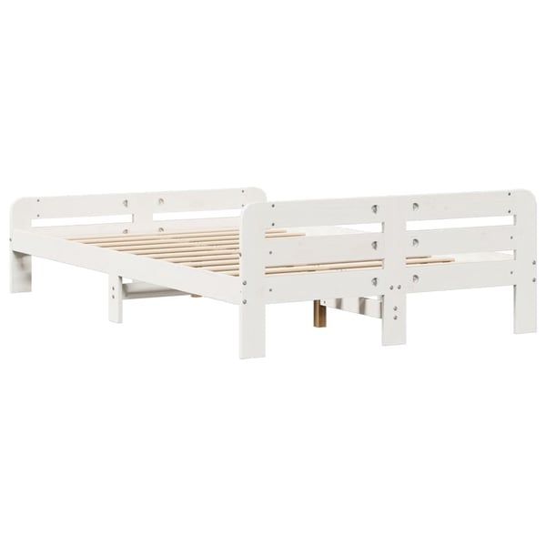 vidaXL sengeramme uden madras 135x190 cm massivt fyrretræ hvid