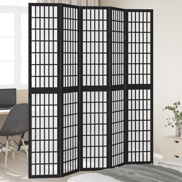 vidaXL Romdeler 5 paneler svart heltre keisertre