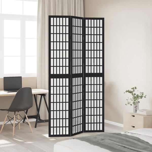 vidaXL Romdeler 3 paneler svart heltre keisertre